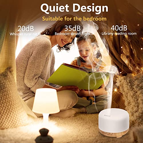 Hianjoo Aroma Diffuser Humidificador 450ml Humidificador Ultrasónico Aromaterapia Lámpara LED Colorida con Función Control Remoto para Yoga Salon SPA Vivir,Dormir, Bañarse, Hotel, Marrón