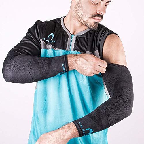 HO Soccer Protek Arm Manguitos Técnicos Antiabrasión para Portero, Unisex Adulto, Negro, L