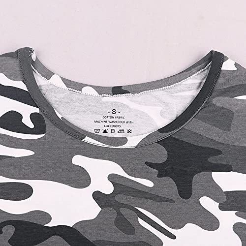 Hombres Atlético Playeras Camisetas Corto Manga Músculo Cortar para Culturismo Rutina de Ejercicio Formación Aptitud Tops Cuello Algodón Negro Camo S