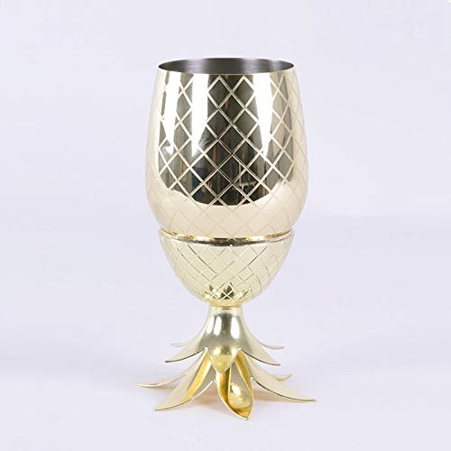 Homevibes Taza De Coctel, Vaso de Piña con Tapa, Copa De Acero Inoxidable, Copa para Cóctel, Copa De Vina, Ideal para Coctel o Decoración 50cl (Dorado)