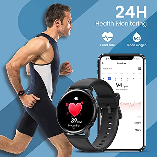 HOTMIFIT Reloj Inteligente Hombre Mujer, Smartwatch Impermeable 5ATM con Pulsómetro, Oxímetro, Notificación de Mensajes, hasta 15 Días de Batería, Pulsera Actividad Inteligente para Android iOS