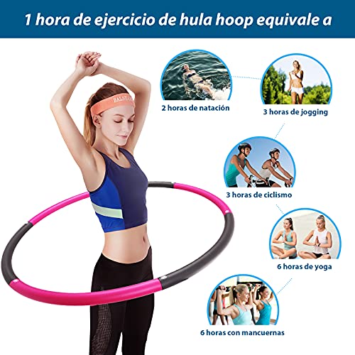 Hula Hoop Fitness,sinocare Weighted Hula Hoop ponderado Aro Fitness Desmontable con Espuma Smart Hula Hoop para Adultos con Peso Ajustable, Adecuado para Fitness Adulto y pérdida Peso