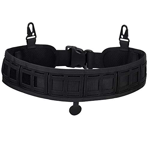 HUNTVP 1000D Cinturón Táctico Ajustable MOLLE Cinturón Militar Cinturón de Utilidad Nailon para Airsoft Softair Caza Policía Senderismo Trekking Al Aire Libre Deporte, Negro