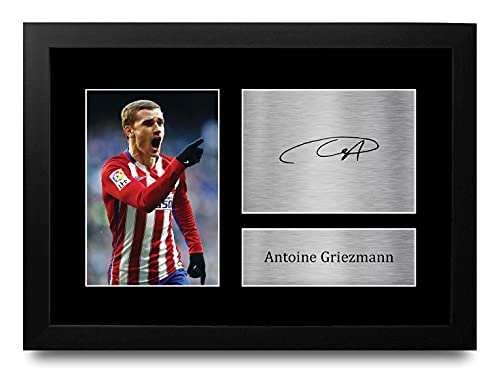 HWC Trading Antoine Griezmann A4 Enmarcado Regalo De Visualización De Fotos De Impresión De Imagen Impresa Autógrafo Firmado por Atletico Madrid Los Aficionados Al Fútbol