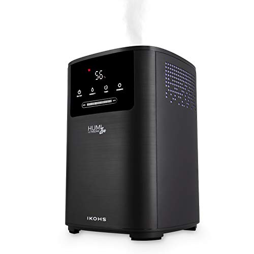 IKOHS HUMIZEN ULTRASONIC- Humidificador de Aceites Esenciales, 4L, Ultrasónico, Difusor de Aromas, Ultrasilencioso,Dispone de Vapor Frio y Caliente, 110W, Temporizador, Pantalla Led (Negro)