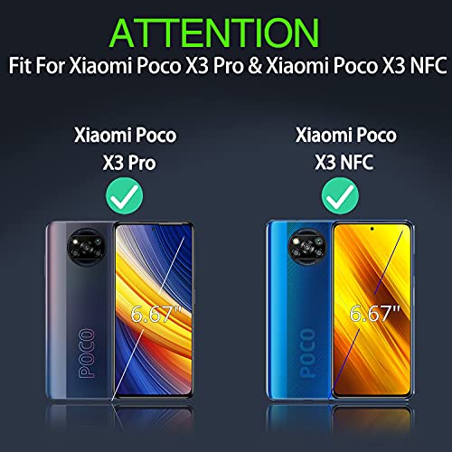 IMBZBK Funda para Xiaomi Poco X3 Pro/Poco X3 NFC + 2 Pack Protector Pantalla Cristal Templado, [Soporte Giratorio de 360 Grados con Anillo de Dedo][Grado Militar Anti-Golpe] TPU Silicona