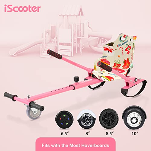 iScooter Q1 Hoverboard con Silla - Hoverboard Kart Compatible con 6.5 "8" 10" Hoverboard Fijación, Asiento Hoverboard (Rosa navideño)