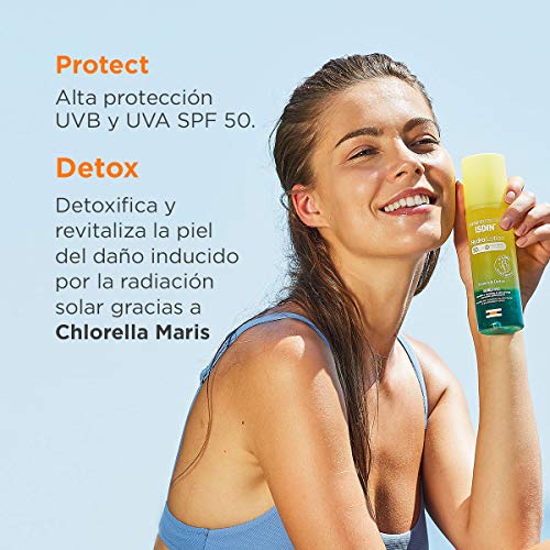 ISDIN HydroLotion SPF 50 - Fotoprotector solar Corporal Bifásico, PROTECT & DETOX, Hidratante, Piel radiante, 200 ml