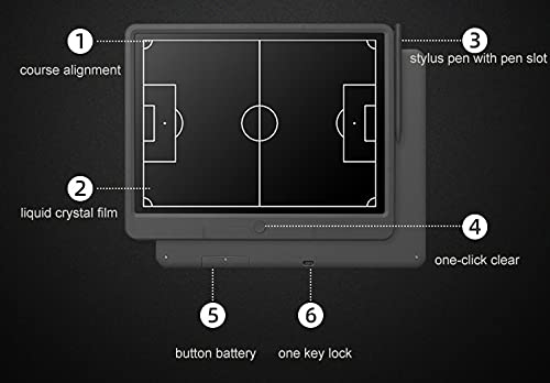 JasCherry Pizarra Táctica de Fútbol Electrónico, Tablero de Entrenamiento de Fútbol con Pantalla LCD Flexible, Tablero de Estrategia de Fútbol Portátil con Lápiz óptico, 15 Pulgadas