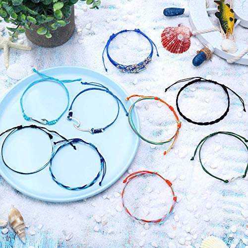 Juego de 20 Piezas Pulsera Tobillera de Tortuga Estrella de Mar Hilo Ondulado Pulsera de Amistad Ajustable Hecha a Mano Pulsera Trenzada Bohemia Artesanal de Playa para Mujer Niña