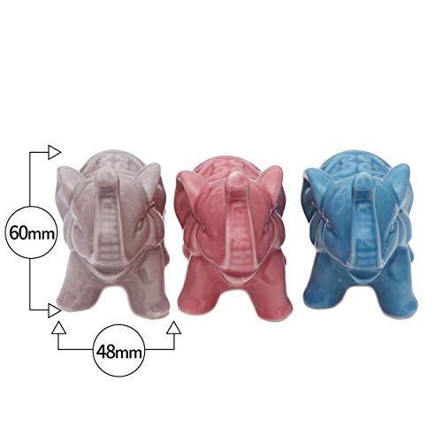 Juego de 3 minifiguras de elefantes, de cerámica, para interiores, balcón y jardín, escultura de elefante como accesorio de salón Feng Shui