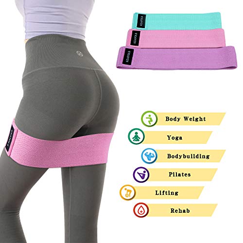 KEAFOLS Bandas de Resistencia 3 Niveles Bandas Elásticas Musculacion Antideslizantes Banda de Fitness para Gluteos Cadera Piernas Brazos Yoga Pilates Fitness Crossfit Mujer y Hombre