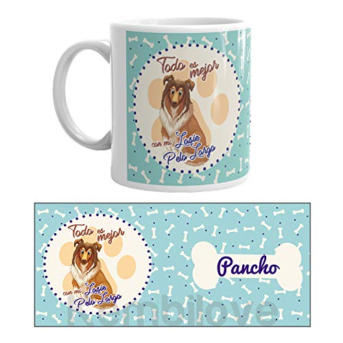 Kembilove Taza de Café de Perro Personalizada de Lasie – Taza de Desayuno Razas de Perro – Taza de Café y Té Mascota – Taza de Cerámica Impresa de Lasie