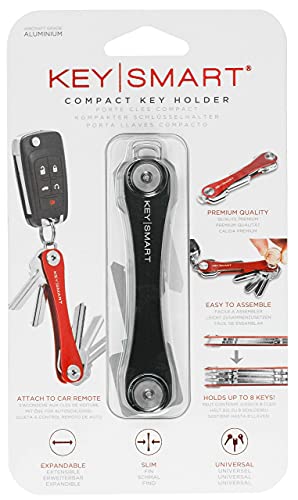 KeySmart - Llavero y Organizador de Llaves Compacto (hasta 14 Llaves, Negra)