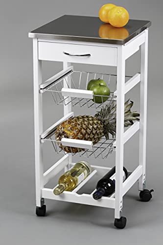 Kit Closet 7040028014 - Carro de cocina 1 puerta + cajón, inox/blanco, 37 x 37 x76