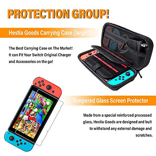 Kit de Accesorios 18 en 1para Nintendo Switch, con Protector de Pantalla, Soporte para Juegos, Tapa del Interruptor, Tapa del Joystick, protección para Joy-con Joystick