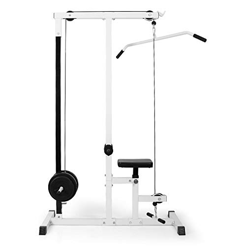 Klarfit Roughneck - Multiestacion musculacion, Maquina multifuncion musculacion con Asiento Acolchado, Maquina de Gimnasio Multifuncional hasta 120 kg, Altura Ajustable, Antideslizante, Blanco