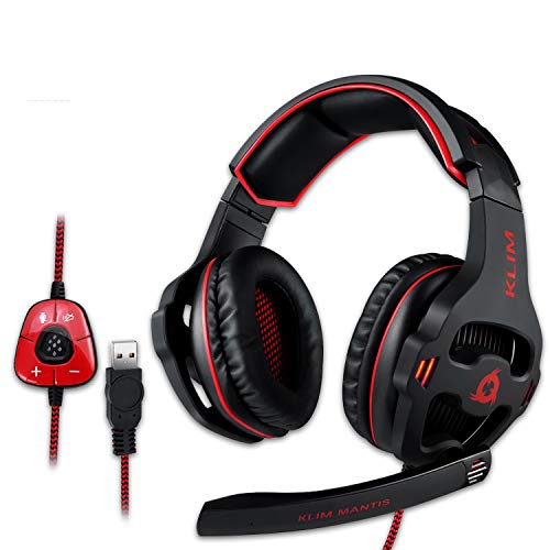 KLIM Mantis - Cascos Gaming con micrófono - Auriculares USB para PC, PS4, PS5, Nintendo Switch, Mac + Sonido Envolvente 7.1 con cancelación de Ruido pasiva + Cascos PS5 + NUEVOS 2022