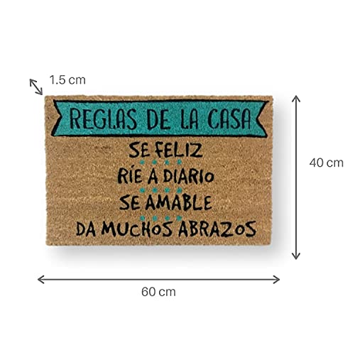 KOKO DOORMATS Felpudo Entrada casa Originales y Divertidos, Felpudo Exterior Reglas de la Casa | Felpudo Original para Entrada casa Puerta, terraza o jardín | Fibra de Coco y PVC | 40x60x1.5 cm