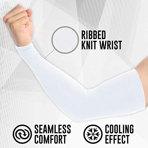 Ksnnrsng Mangas del Brazo Mangas Enfriamiento de Protección UV Largo Mangas de Sol para Deportes Ciclismo Baloncesto Corriendo Golf para Mujer Hombre (Blanco)