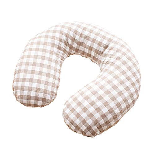 KSTORE Viajes En Forma De U del Cuello Almohada Cojín Ergonómico Y Transpirable Alforfón Almohada Cervical del Cuello para Las Almohadillas De Refrigeración para Dormir Cascos De Alforfón,Camel Plaid