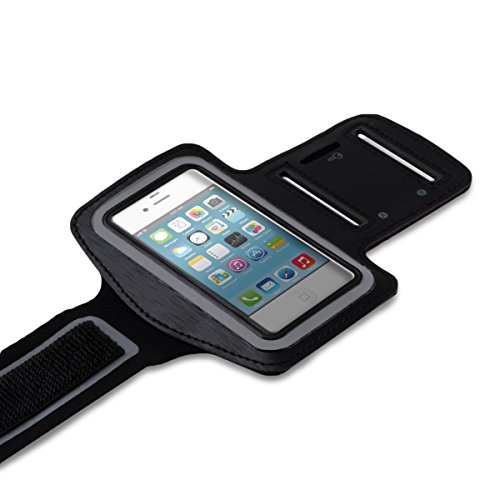 kwmobile Brazalete Deportivo para Apple iPhone 4 / 4S - Bolsito Deportivo para Footing, pasear, Cinta para Correr con Bolsillo para Llaves en Brazalete Deportivo en Negro