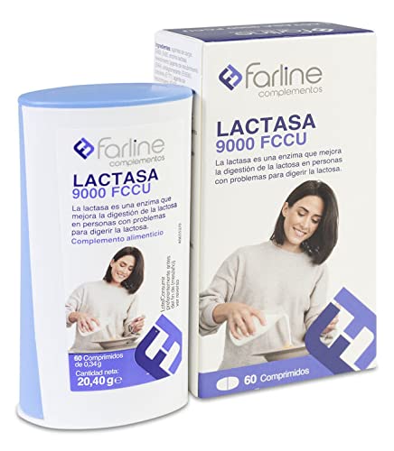 LACTASA 9000 FCCU Farline | Enzima intolerantes a la lactosa | Mejora la Digestión de Lácteos | Farmacia | 60 comprimidos