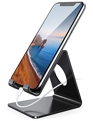 Lamicall Soporte Móvil, Soporte Teléfono - Soporte Dock Base para Teléfono para iPhone 12 Mini, 12 Pro MAX, 11 Pro, XS MAX XR X 8 7 6 Plus 5 SE, Samsung S10 S9 S8, Huawei, Otras Smartphones - Negro