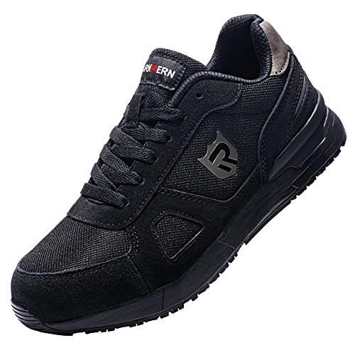 LARNMERN PRO Zapatos de Seguridad Hombre Punta de Acero Zapatos de Trabajo SRC Anti-Deslizante Ligero Transpirables Zapatillas de Seguridad Comodo Calzado de Seguridad Negro Talla 43 EU