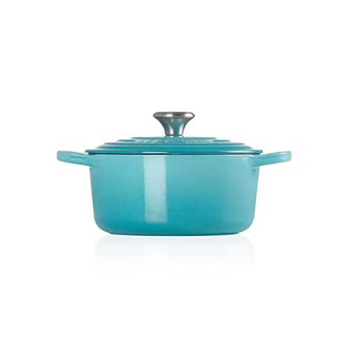 Le Creuset Cocotte Evolution de hierro fundido con tapa, Ø 24 cm, Redonda, Todas las fuentes de calor incl. inducción, 4.2 l, Azul Caribe