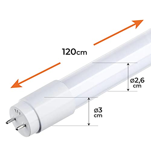 Led Atomant Pack 5X Tubo T8 120cm Standard 18 W, Blanco Frio 6500K, 1800 Lumenes Reales Cebador led Incluido, 5