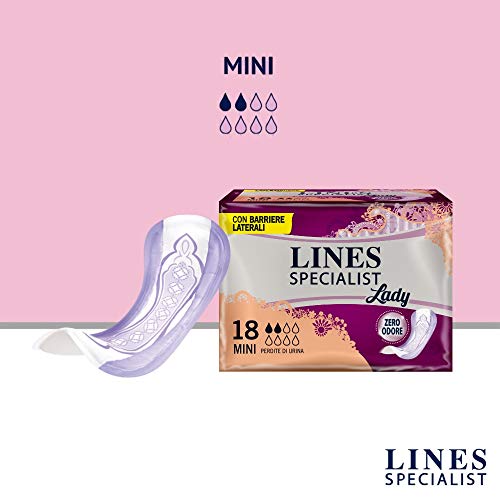 Lines Specialist productos Compresas para incontinencia – 8 Paquetes de 18 unidades)