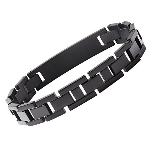 LinnaLove Onyx - Pulseras de titanio sólido para hombres y mujeres negro