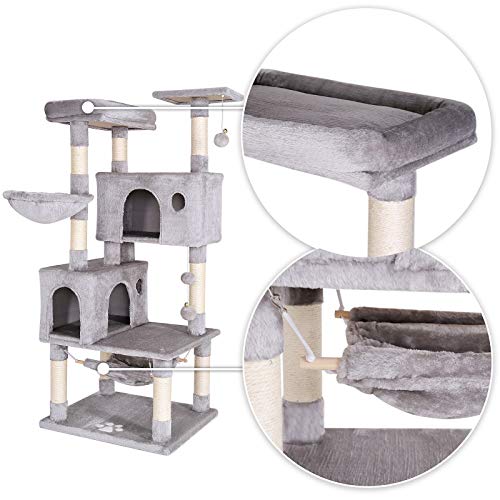 lionto by dibea Árbol rascador árbol para escalar árbol rascador para gatos Altura 140 cm Gris claro