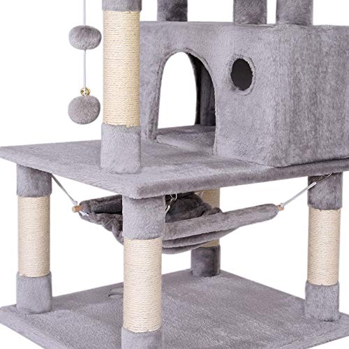 lionto by dibea Árbol rascador árbol para escalar árbol rascador para gatos Altura 140 cm Gris claro