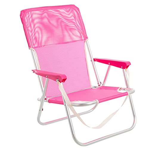 LOLAhome Silla de Playa Fija de Aluminio y Textileno (Rosa)