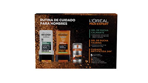 L'Oréal Men Expert Pack de Ducha Antifatiga para Hombre, Incluye Gel de Ducha Calmante Hydra Energetic, Gel de Ducha Taurina Hydra Sensitive y Crema Hidratante 24H Hydra Energetic