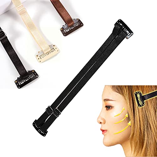 LUCEISS Bandas De Estiramiento Facial con Clips - Horquilla Invisible Banda Estiramiento Facial,Bandas Adelgazamiento para Cara Horquilla,Herramienta De Contorno Facial (Black)