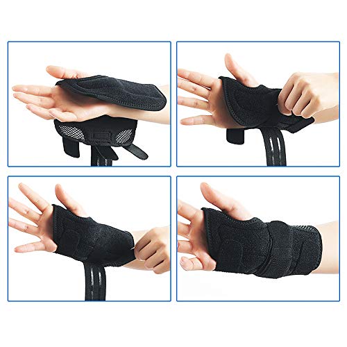 Lyeiaa - Muñequera para deportes y tendinitis y dolor de muñeca, síndrome del túnel carpiano, reforzado, color negro