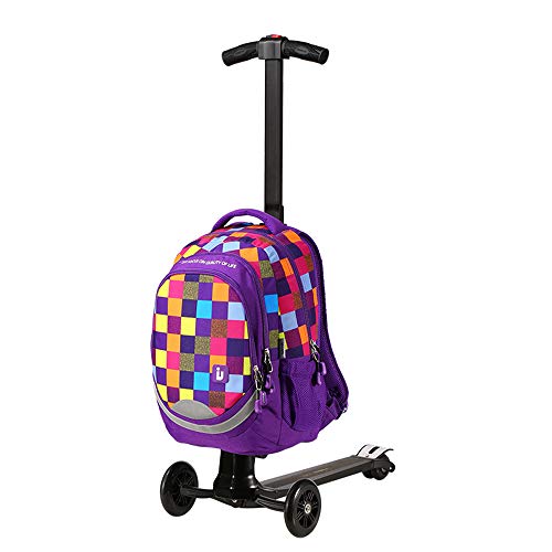 LYY Maleta de 18"para Scooter, Maleta con Equipaje de Negocios y Equipaje de Mano con Sistema de Frenos, Separable Plegable,Purple