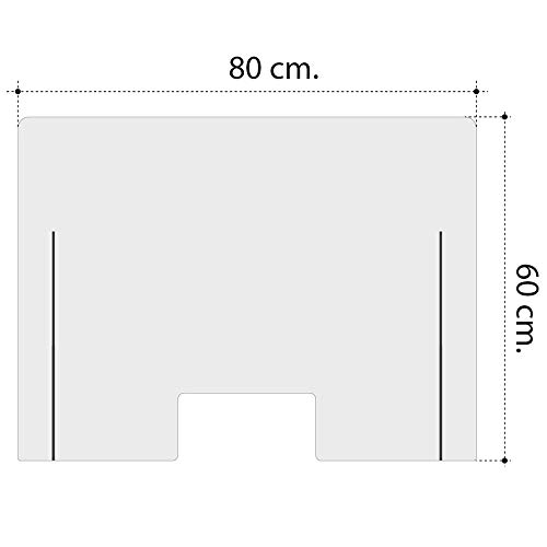 Mampara de Protección para mostradores, Policarbonato/Metacrilato Compacto 3-4 mm, Varias medidas (80cm x 60cm)