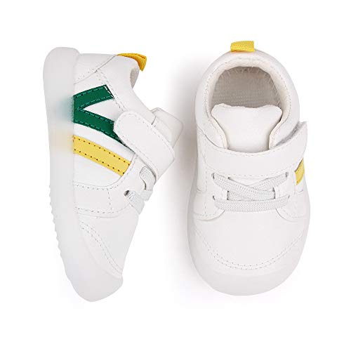 MASOCIO Zapatillas Bebe Niño Niña Zapatos Primeros Pasos Bebé Deportivas Antideslizante Talla 19 Blanco Verde