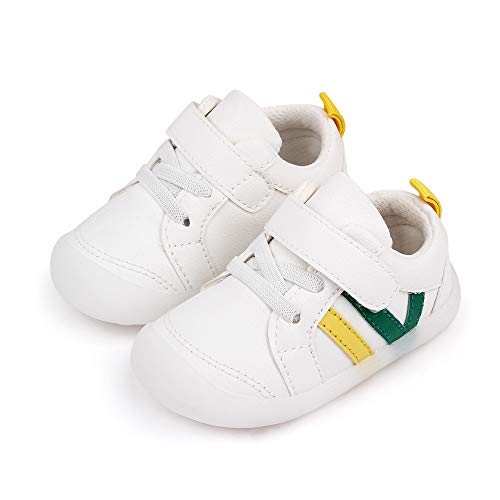 MASOCIO Zapatillas Bebe Niño Niña Zapatos Primeros Pasos Bebé Deportivas Antideslizante Talla 19 Blanco Verde