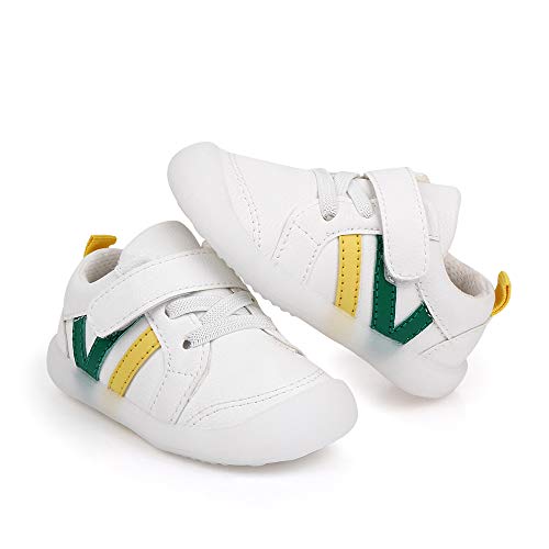 MASOCIO Zapatillas Bebe Niño Niña Zapatos Primeros Pasos Bebé Deportivas Antideslizante Talla 19 Blanco Verde