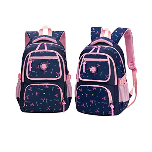 MCUILEE Conjunto de 3 Niños Bolsas de Libros Escuela/Bolsas Escolares/Mochila niños niñas Adolescentes + Bolso Crossbody+Bolsa lápiz (Azul Oscuro)