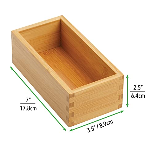 mDesign Juego de 2 organizadores de cajones para la cocina – Cajas organizadoras modulares para accesorios de cocina y más – Separador de cajones de bambú – marrón claro