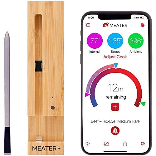 MEATER Plus | 50m Termómetro inalámbrico inteligente para carne para el horno, parrilla de cocina, barbacoa, ahumador, asador con Bluetooth y conectividad digital WiFi