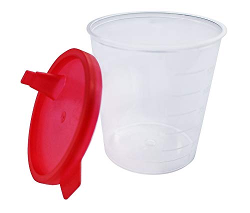 Medi-Inn Recipiente para Orina 125ML con Roja Cubierta de Snap-On Recipiente Muestra Orina Vasos de Plástico 25 Stück