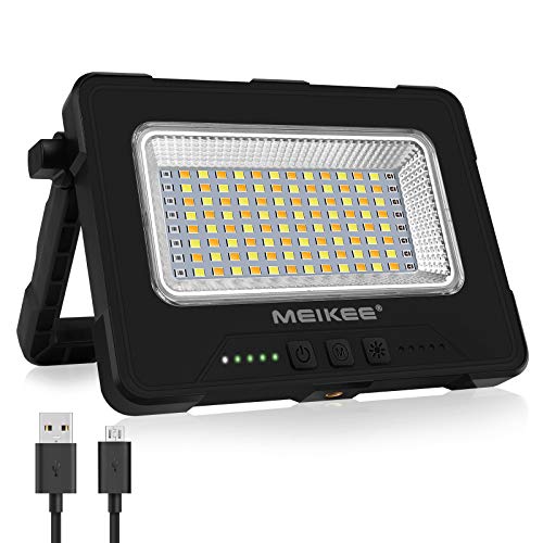 MEIKEE Luz de Trabajo LED Recargable Lámpara LED Portátil 1000 Lúmen Luz Exterior a Prueba de Agua Batería Interna 10000mAh 3 Colores y 5 Brillo Iluminación para Trabajo, Acampadas, Emergencia