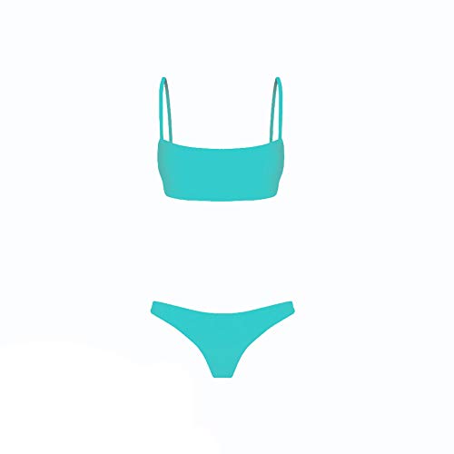 Meioro Conjuntos de Bikinis para Mujer Push Up Bikini Traje de baño de Tanga de Cintura Baja Trajes de baño Adecuado Viajes Playa La Natacion (L, Azul)